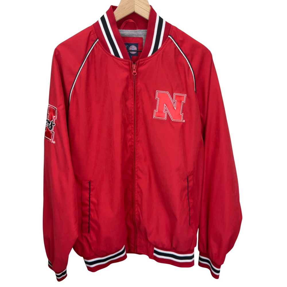 Vintage G-III Nebraska Huskers Varsity Bomber Jacket Mens Size L NCAA Game Day